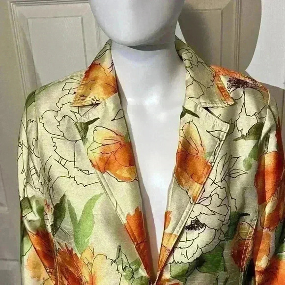 Susan Graver Jacket Blazer Womens Small Colorful Pockets Floral - Picture 7 of 13